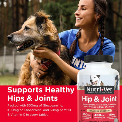 Advanced Strength Hip & Joint Chewable Dog Supplements - Formulated with Glucosamine & Chondroitin to Support Dog Cartilage & Mobility - 150 Tablets